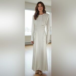 Elegant White Long Sleeve Dress size small